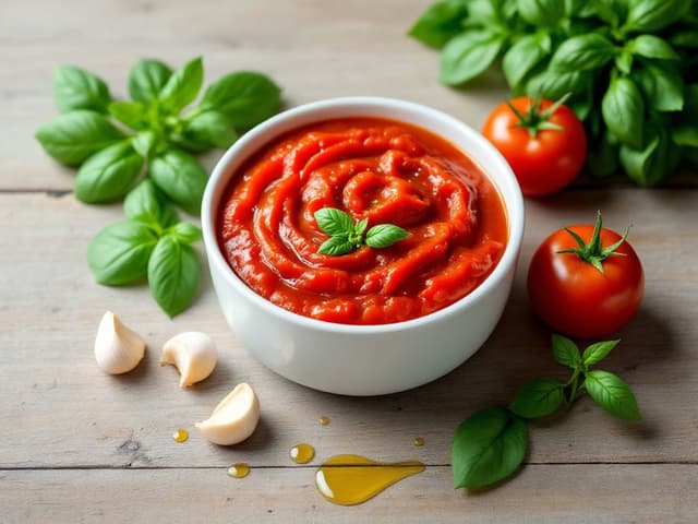 Illustrazione generata con AI: Rappresentazione visiva con ingredienti per Mutti.