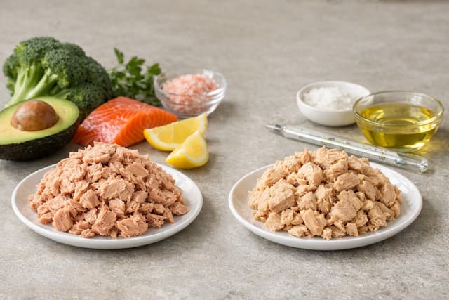 Fresh ingredients for comparing Wild Planet and Safe Catch.
